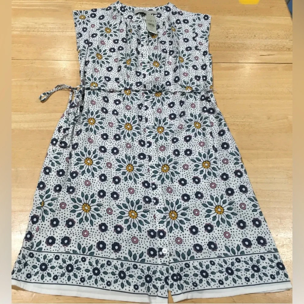 Loft Painterly Floral Flutter Shirtdress Midi NWOT Small Tall - Picture 5 of 5